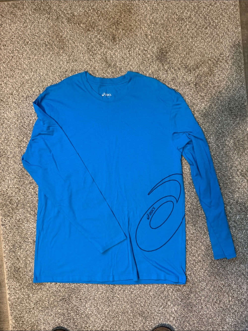Asics Bright Blue Long-Sleeve Crew Neck Athletic Shirt